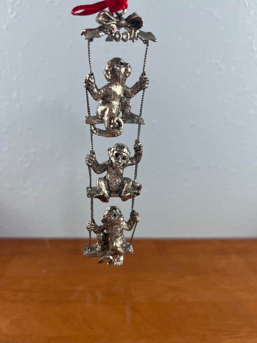 VTG Arthur Court Christmas Ornament 2004 Swinging Monkeys Holidays